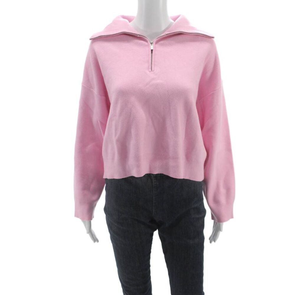 MNG Womens Pink Pullover Sweater Collared Long Sleeve Viscose Size S